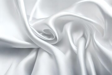 Obraz premium Closeup of rippled white color satin fabric cloth texture background