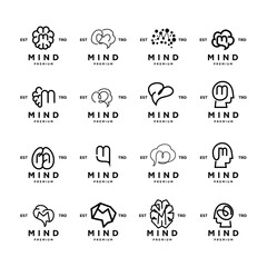 brain mind m Letter logo icon design illustration - obrazy, fototapety, plakaty