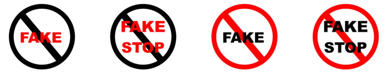 fake icon sets. fake alert. fake news and information stop.