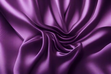 Closeup of rippled purple color satin fabric cloth texture background
