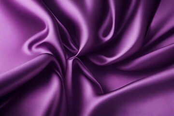 Closeup of rippled purple color satin fabric cloth texture background