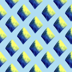Watercolor seamless hand drawn geometrical pattern with colorful rhombuses