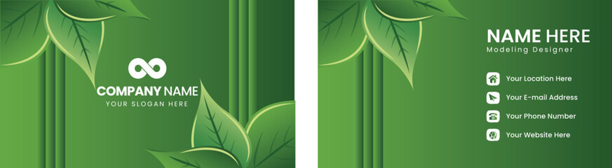 Modern green leaf Sleek Business Card Design