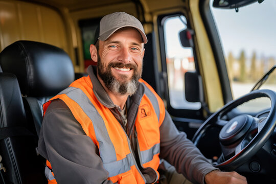 driver sitting in the driver's seat of a truck
