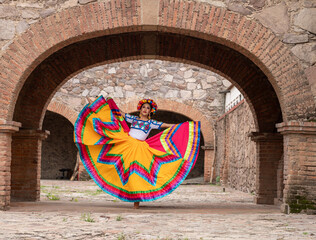 Pretty Woman wearing traditional costumes dress typical and folklore 