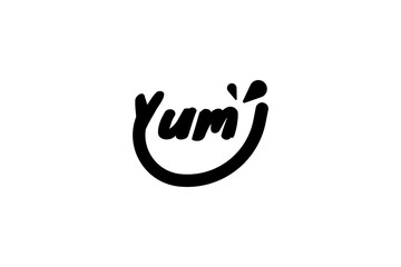 Yum Yum text. Printable graphic tee. Design doodle for print.	
