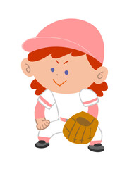 野球する女の子 守備
