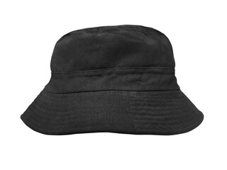 black bucket hat isolated PNG transparent.