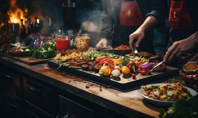 hands chefs cooking a fantastic vegan receipe . Generative AI