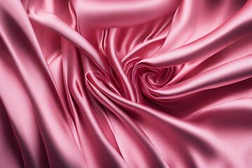 Obraz premium Closeup of rippled pink color satin fabric cloth texture background