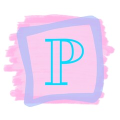 Letter Logo with Watercolor Pastel Pink Aquarelle Brush Stroke and Circular Frame Design