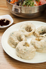 korean style meat kimchi dumpling