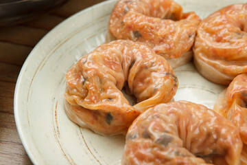 korean style meat kimchi dumpling