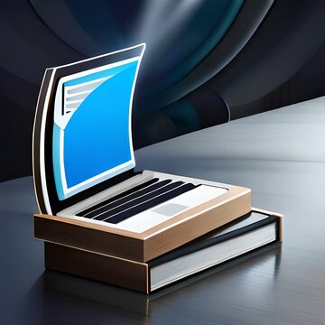 Folder document Management System DMS Open File folder with flying blank documents with computer.AI generated