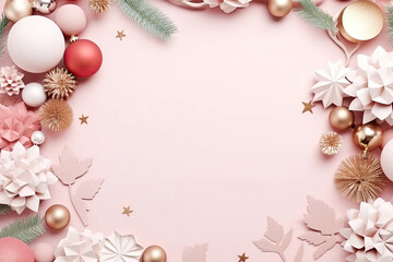 Obraz na płótnie Canvas Modern pastel Christmas decoration frame