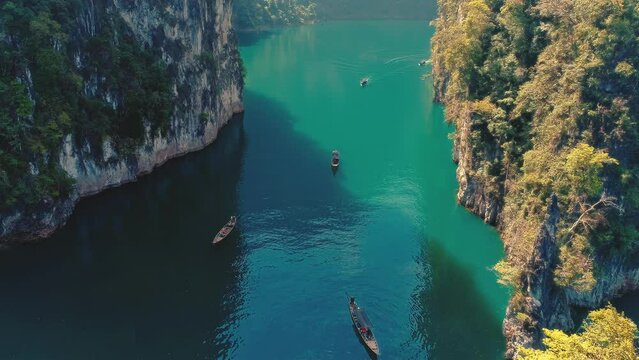 aerial view of the phi phi leh blue lagoon in thailand