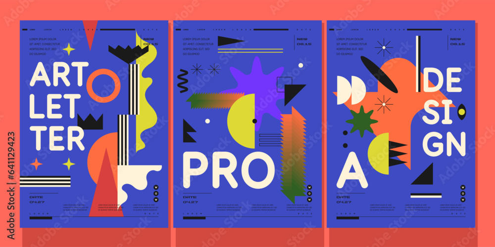 Poster a set of vector illustrations. abstract posters. images of geometric shapes and abstract elements.