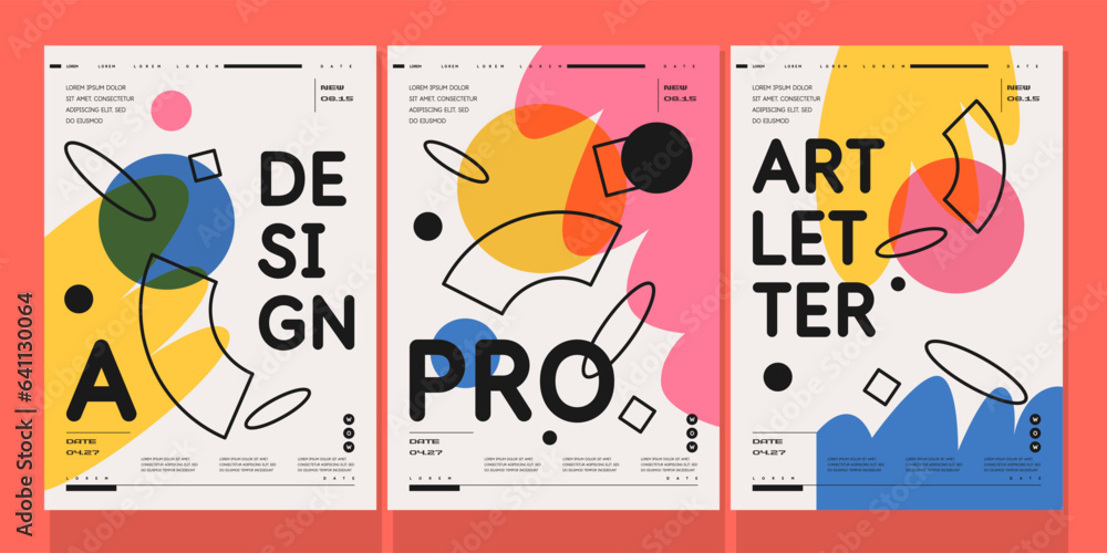 Poster a set of vector illustrations. abstract posters. images of geometric shapes and abstract elements.