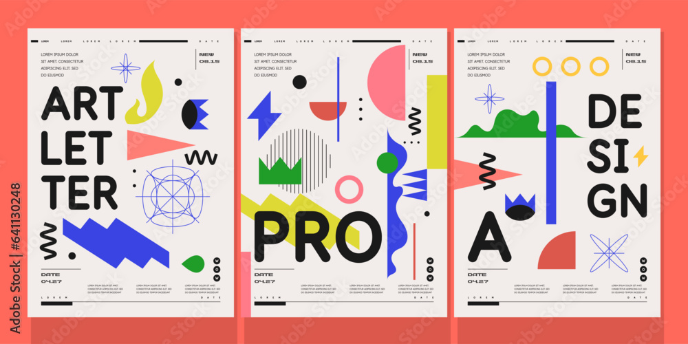 Poster a set of vector illustrations. abstract posters. images of geometric shapes and abstract elements.
