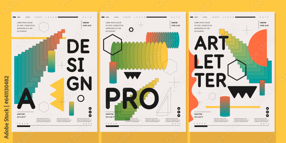Poster a set of vector illustrations. abstract posters. images of geometric shapes and abstract elements.