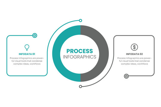 Thin line flat element design template. Business concept with 2 steps, options, processes. Vector illustration