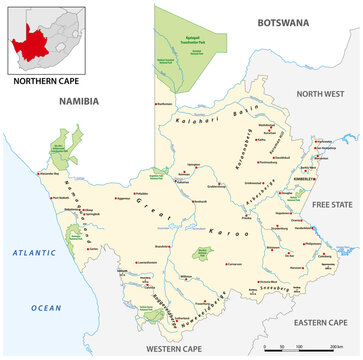 Vector map of Northern Cape Province, South Africa