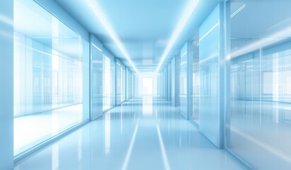 Empty corridor with blue light. Conceptual and abstract