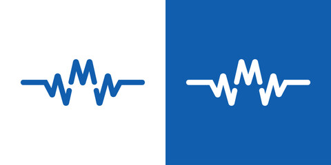 music wave with letter M. music logo template