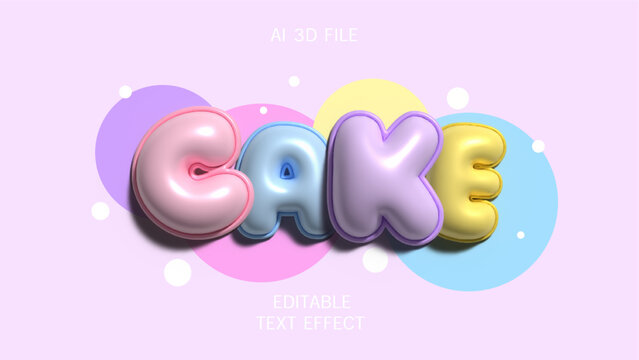 Cake 3d inflated editable text effect