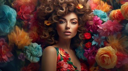portrait of a woman with colorful makeup