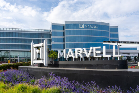 Marvell Technology office building in Santa Clara, California, USA - July 21, 2023. Marvell Technology is an American company which develops and produces semiconductors and related technology.