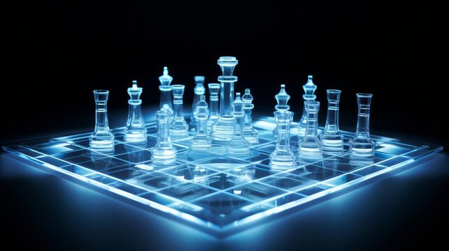  Quantum chess set where pieces exist in multiple states simultaneously. | generative AI