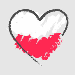 heart made in poland sign vector design. product emblem. handwritten flag ribbon typography lettering logo label banner