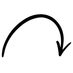 Down sign arrow black and white color doodle icon