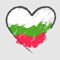 heart made in bulgaria sign vector design. product emblem. handwritten flag ribbon typography lettering logo label banner - obrazy, fototapety, plakaty