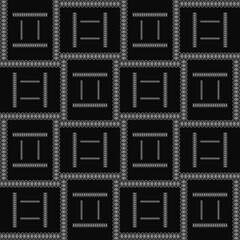 Draw white lines, make up a square and patterned with a black background, design, fabric pattern, pattern for use as background, art.