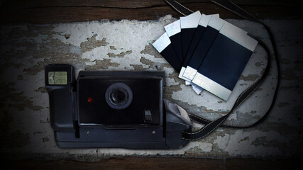 Retro Camera on Wooden, Camera With Empty Space For Text...,