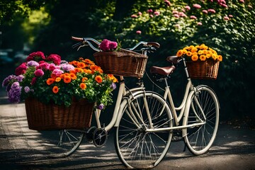 Fototapeta na wymiar bicycle and flowers