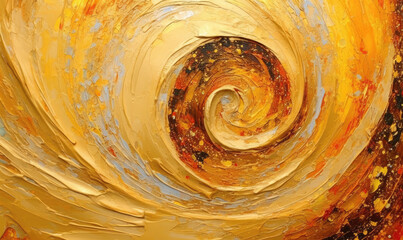 Golden swirls wallpaper. Painting with addition golden glitters background. For postcard, book illustration. Created with generative AI tools