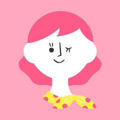 首にスカーフをまいた女性