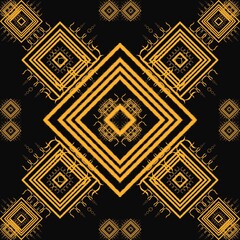 Draw yellow lines together into a rectangular and patterned form with a black background, design, fabric pattern, pattern for use as background, art.