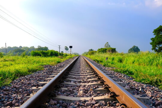 railroad tracks in the countryside