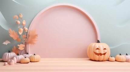 Minimal 3D Halloween Podium Scene - Eerie Background for Product Showcase