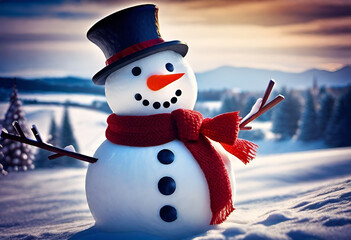 Obraz premium snowman on the snow