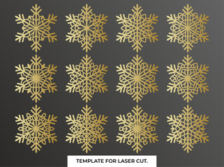 Fototapeta na wymiar Christmas coaster snowflake with Lotus Mandala Vector Template Set for Cutting and Printing. Oriental silhouette ornament. Vector coaster design 