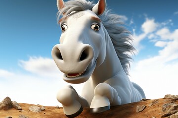 Animated charm infuses a 3D horse illustration with lively fun
