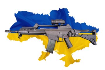 Automatic weapon G36, gun, rifle and map of the ukraine, png file