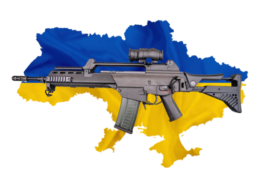 Automatic weapon G36, gun, rifle and map of the ukraine, png file - Powered by Adobe