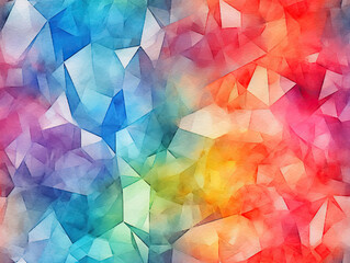 Polygonal rainbow watercolor pattern. Abstract geometric wallpaper. For banner, postcard, book illustration. Created with generative AI tools