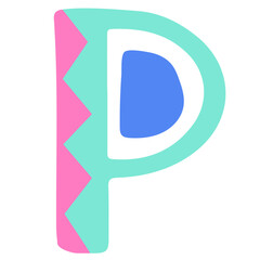 Cute letter P flat illustration